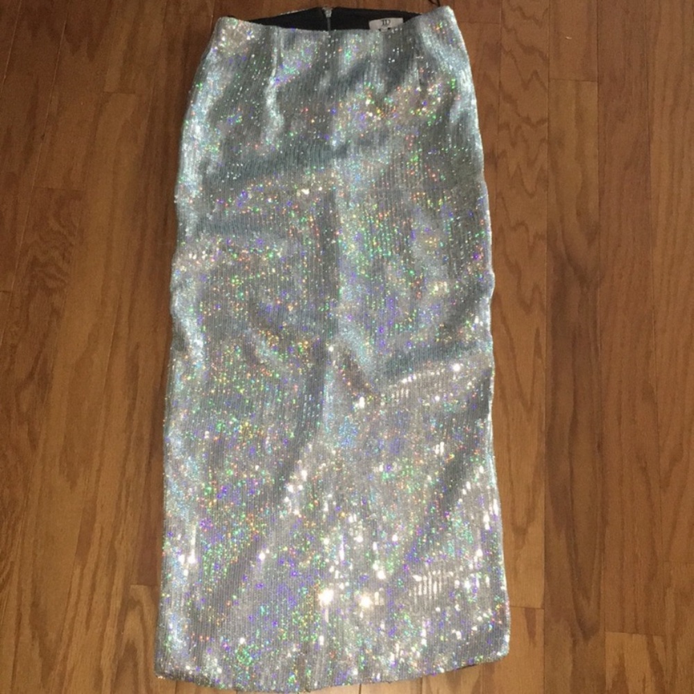 True Decadence Silver Sequin High Waist Maxi